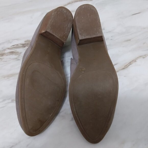 Lucky Brand | Morriah Gray Taupe Leather Ankle Shooties Bootie Loafer | Size 10 - Picture 7 of 8